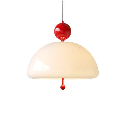 Retro cream glass red accent pendant light dining room