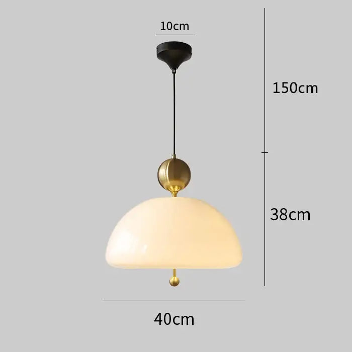 Retro cream glass red accent pendant light dining room