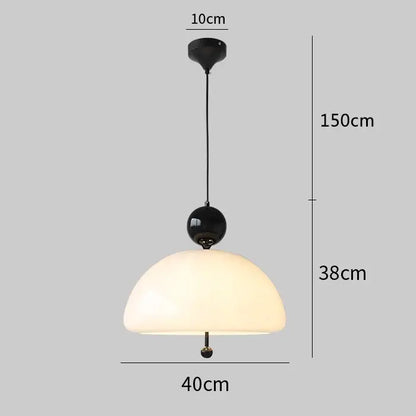 Retro cream glass red accent pendant light dining room