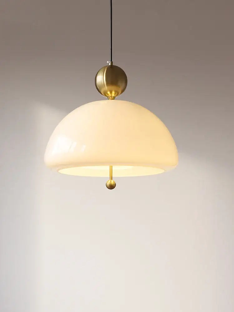 Retro cream glass red accent pendant light dining room