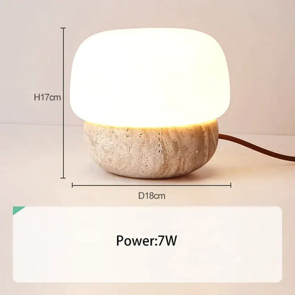 Retro cream mushroom table lamp bedroom textured stone light
