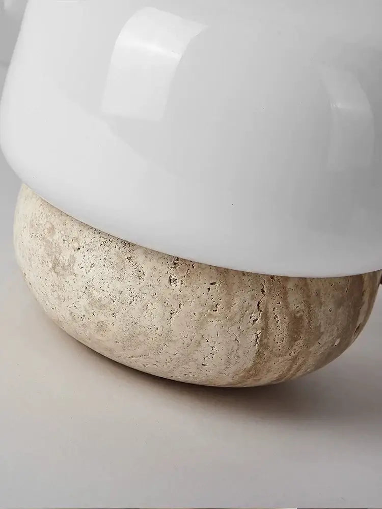Retro cream mushroom table lamp – bedroom textured stone light