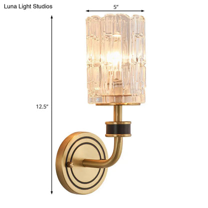 DecorBites™ Retro Crystal Wall Sconce - 1 Light Brass Fixture for Living Room