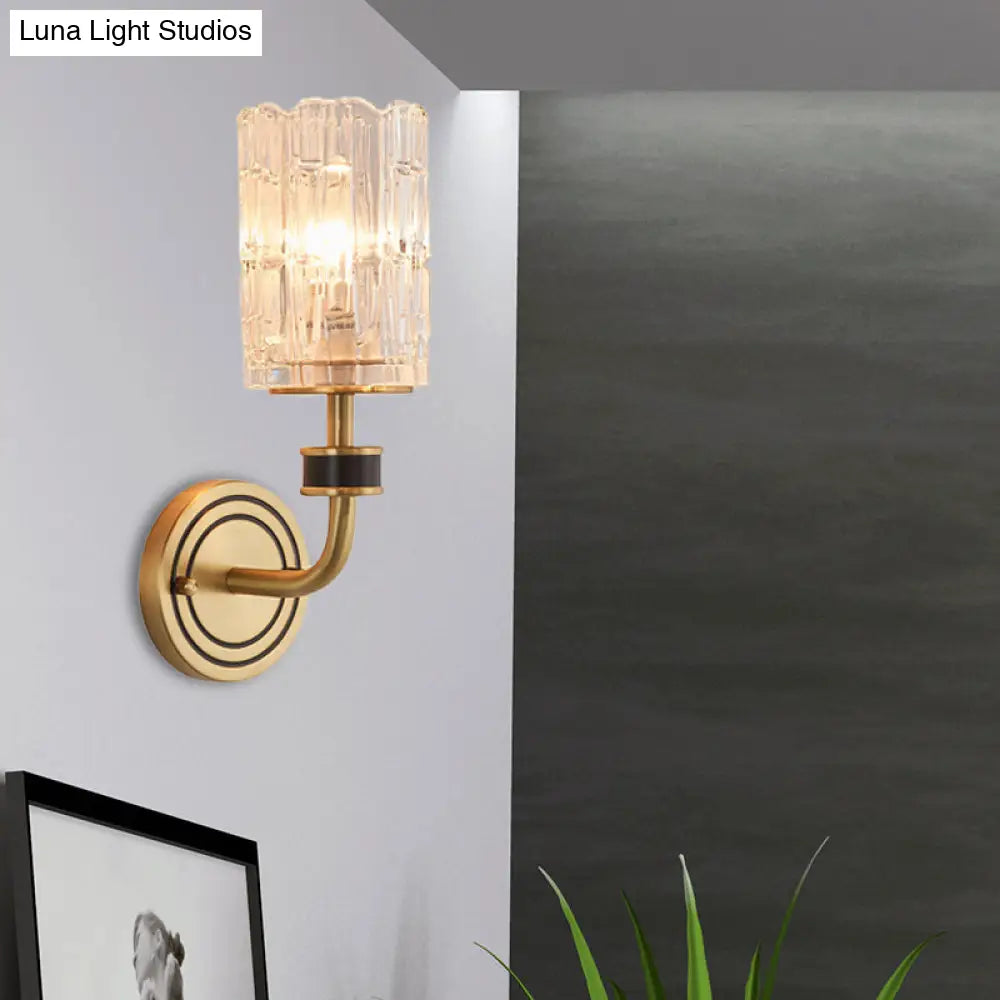 DecorBites™ Retro Crystal Wall Sconce - 1 Light Brass Fixture for Living Room