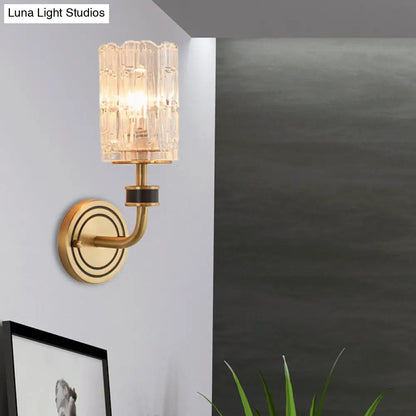 DecorBites™ Retro Crystal Wall Sconce - 1 Light Brass Fixture for Living Room