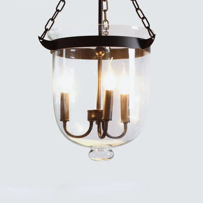 Retro dark bronze glass bucket pendant light dining room led fixture