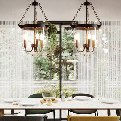 Retro dark bronze glass bucket pendant light dining room led fixture