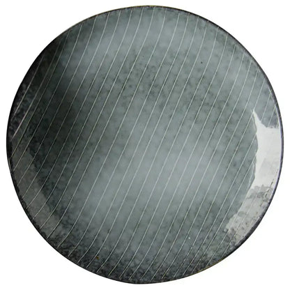 Retro dark gray speckled ceramic dinner plate – dining room platter