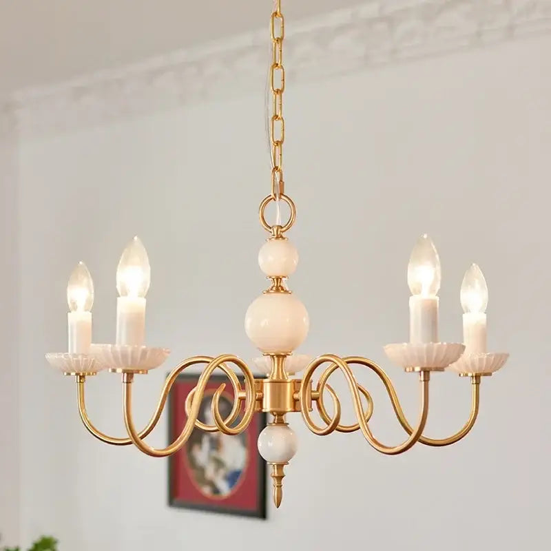 Retro cream white led chandelier dining room pendant light