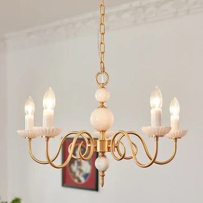 Retro cream white led chandelier dining room pendant light