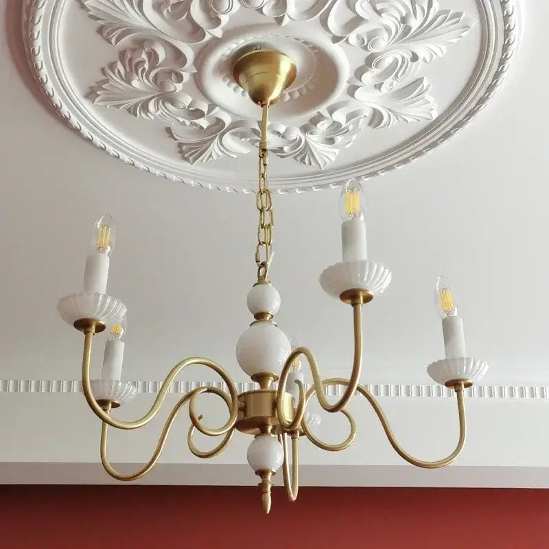 Retro cream white led chandelier dining room pendant light