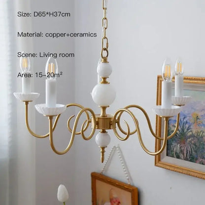 Retro cream white led chandelier dining room pendant light