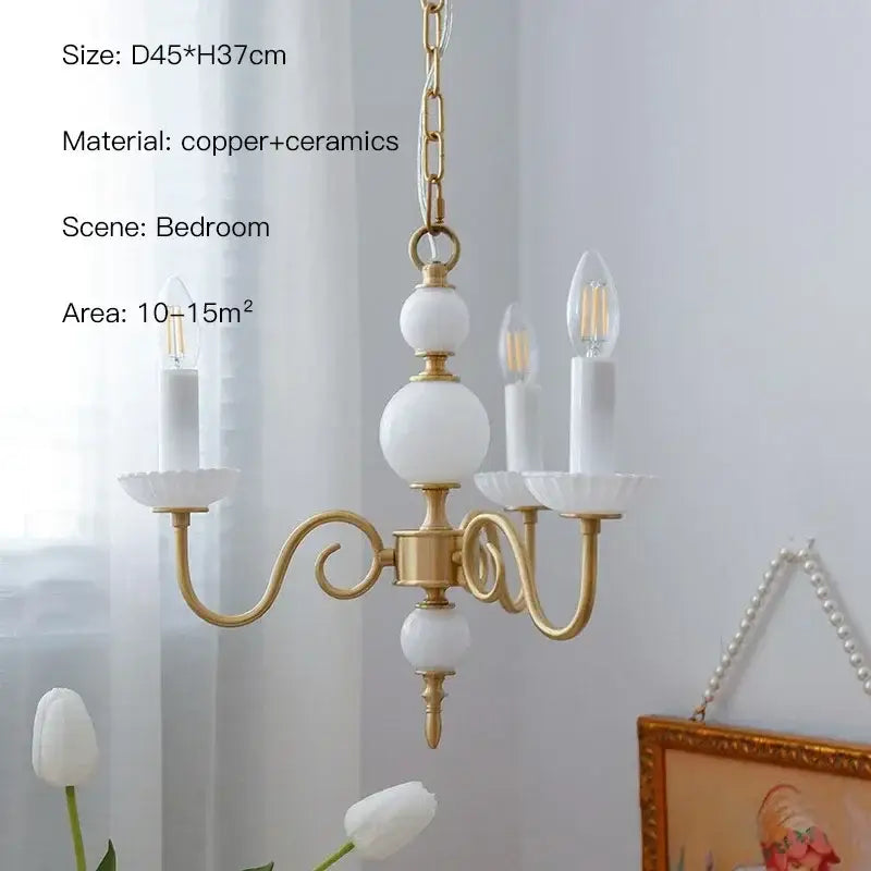 Retro cream white led chandelier dining room pendant light