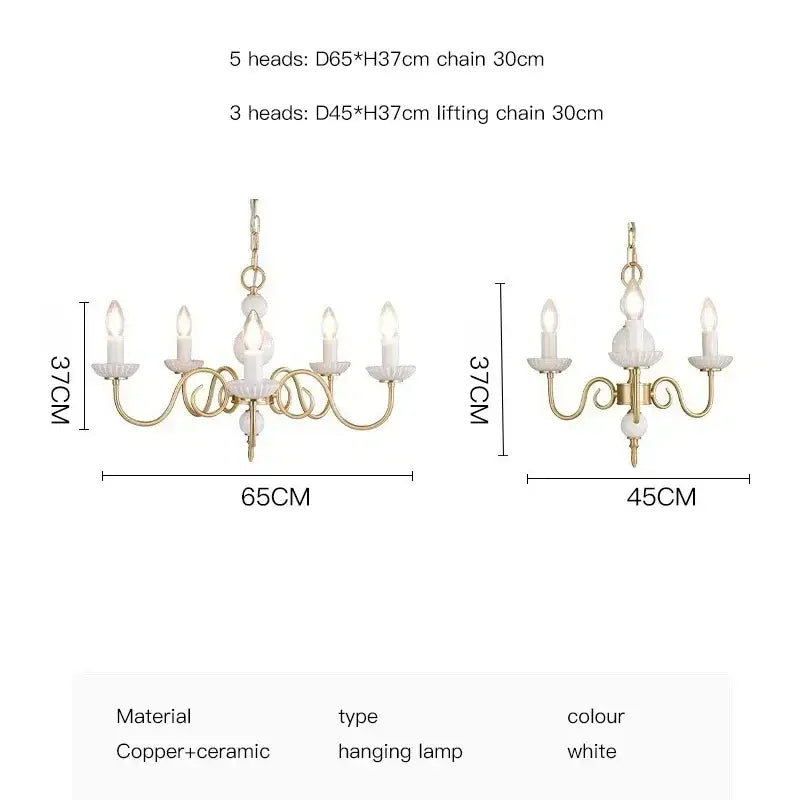 Retro cream white led chandelier dining room pendant light