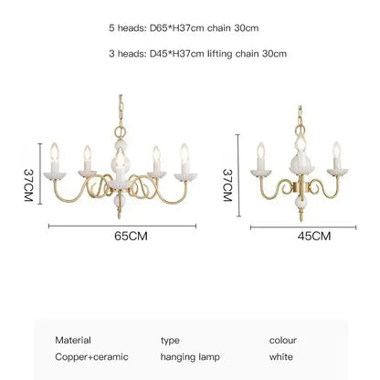 Retro cream white led chandelier dining room pendant light
