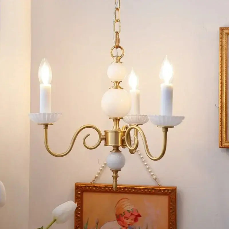 Retro cream white led chandelier dining room pendant light