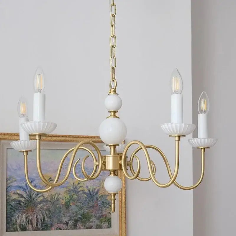 Retro cream white led chandelier dining room pendant light