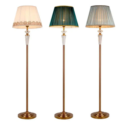 Retro emerald green and gold crystal floor lamp bedroom decor
