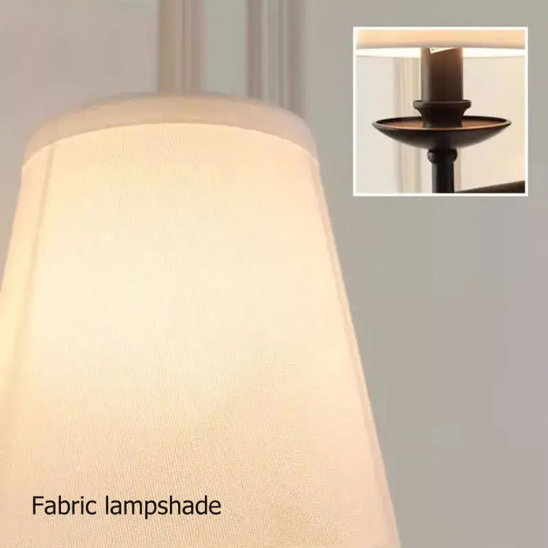 Retro european bronze iron wall lamp bedroom fabric sconce