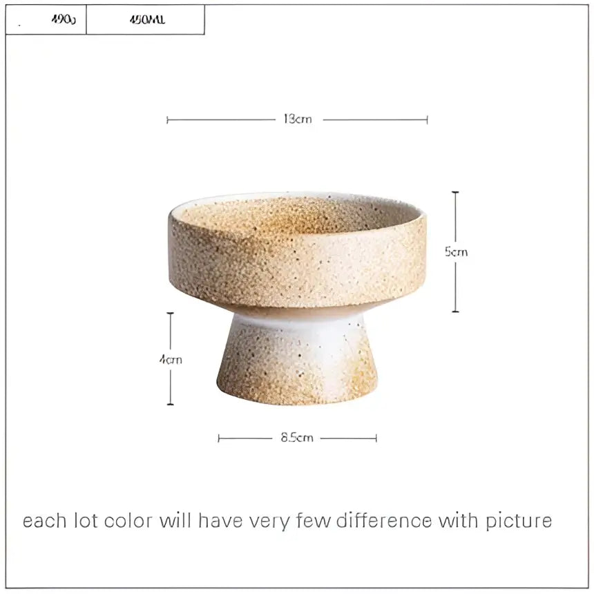 Retro floral speckled beige & white ceramic footed bowl dining room