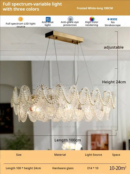 Retro french floral glass dining room chandelier gold and green
