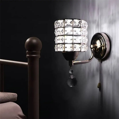 Retro gold & chrome crystal wall sconce living room light
