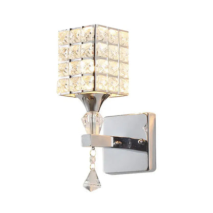 Retro gold & chrome crystal wall sconce living room light