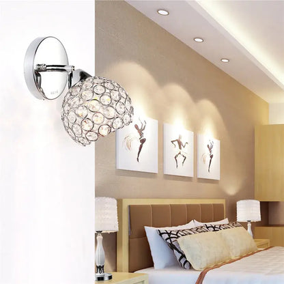 Retro gold & chrome crystal wall sconce living room light