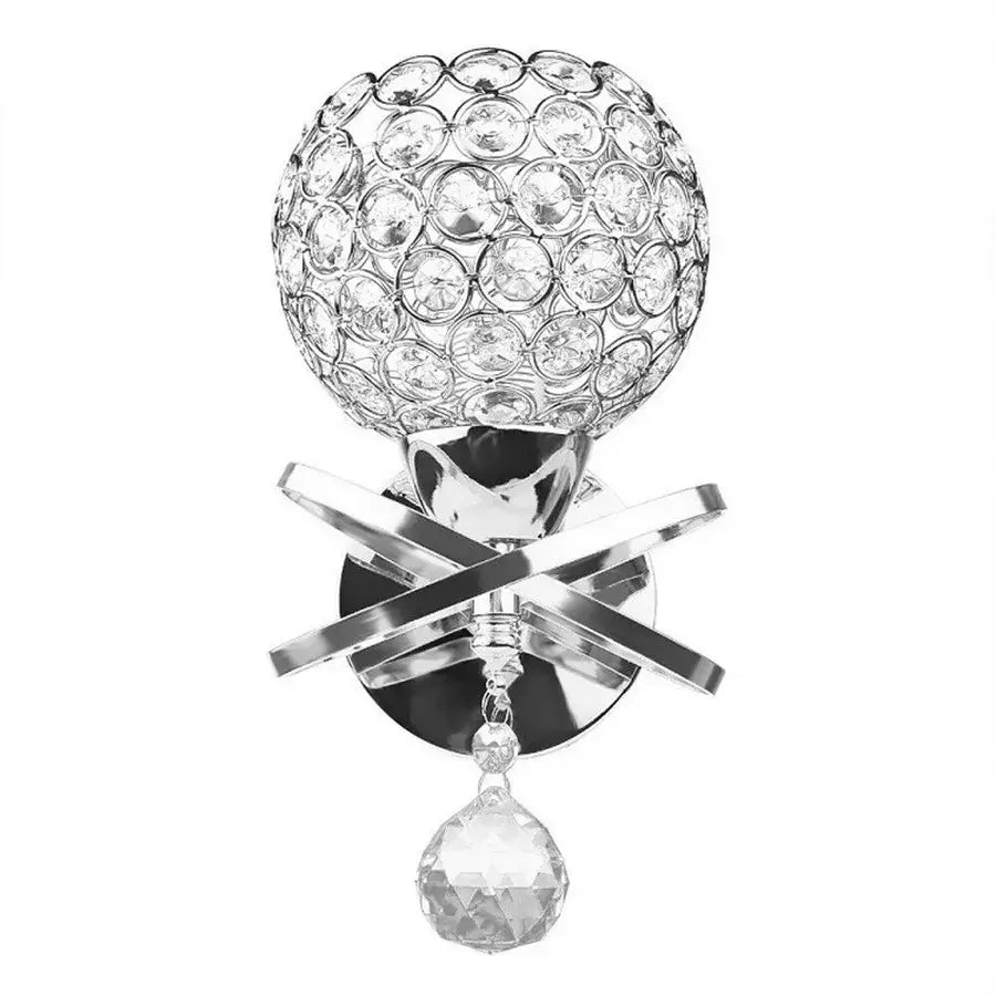 Retro gold & chrome crystal wall sconce living room light
