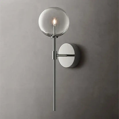 Retro gold clear glass ball wall sconce living room light