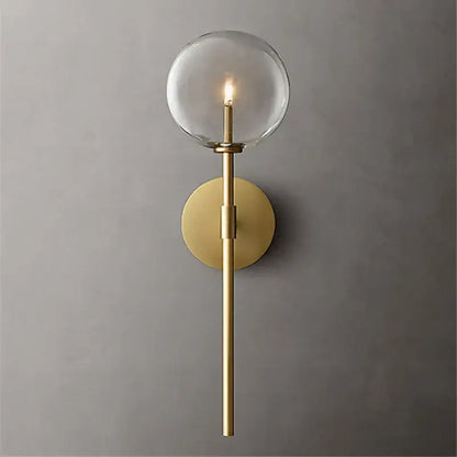 Retro gold clear glass ball wall sconce living room light