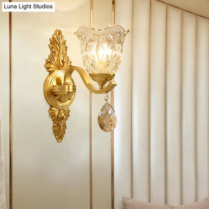 Retro gold crystal wall lamp living room sconce