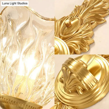 Retro gold crystal wall lamp living room sconce