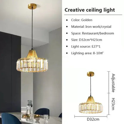 Retro gold decorbites crystal led pendant light for dining room