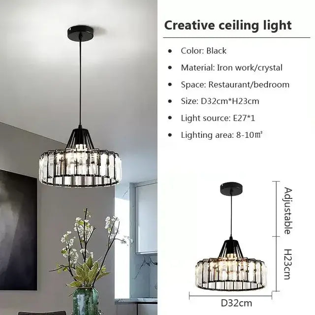 Retro gold decorbites crystal led pendant light for dining room