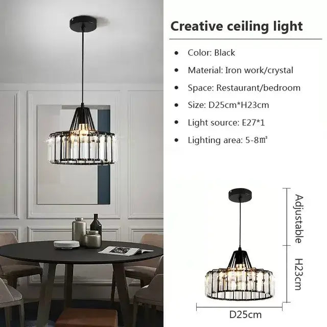 Retro gold decorbites crystal led pendant light for dining room