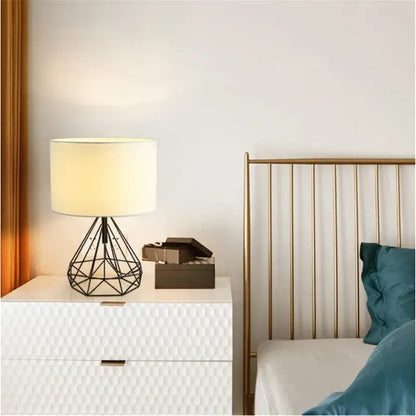 Retro gold geometric table lamp gold & cream for study room