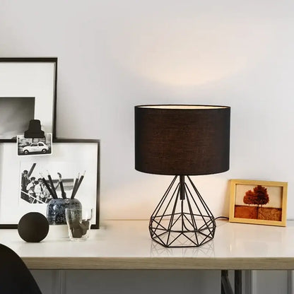 Retro gold geometric table lamp gold & cream for study room