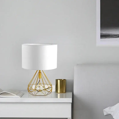 Retro gold geometric table lamp gold & cream for study room