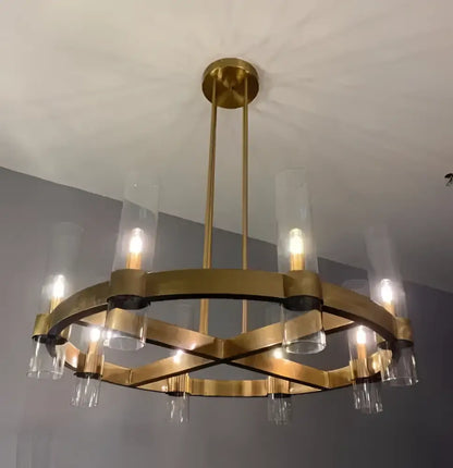 Retro gold glass chandelier pendant lamp for dining room