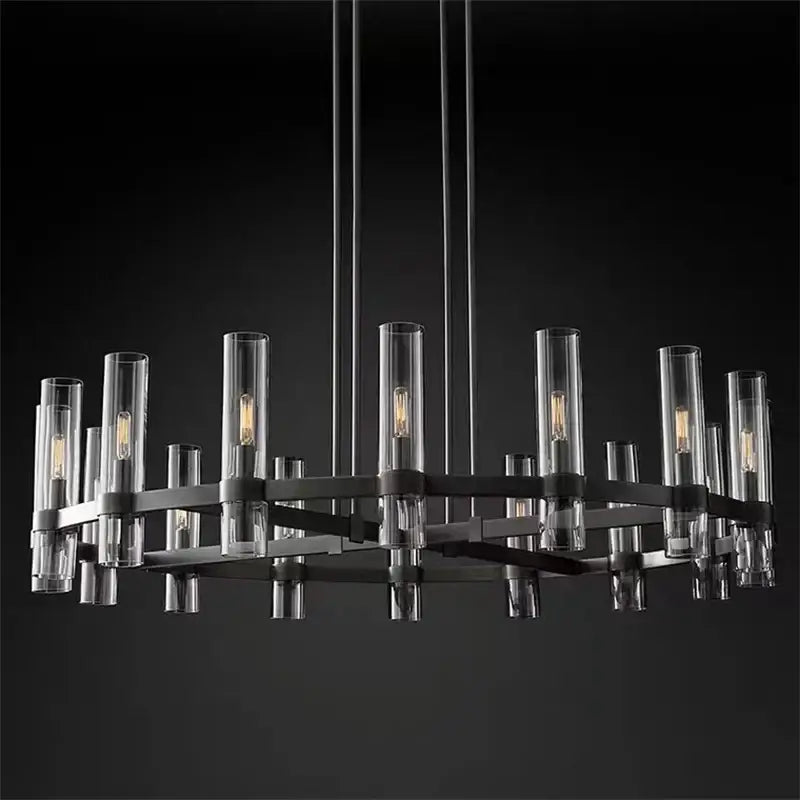 Retro gold glass chandelier pendant lamp for dining room