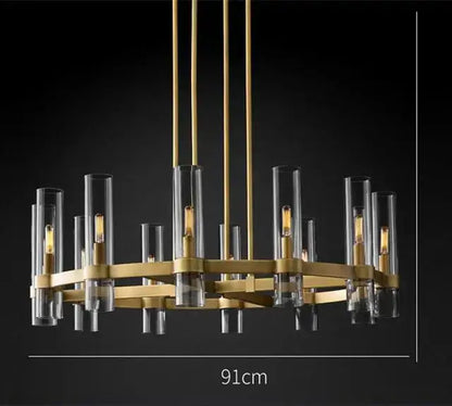 Retro gold glass chandelier pendant lamp for dining room