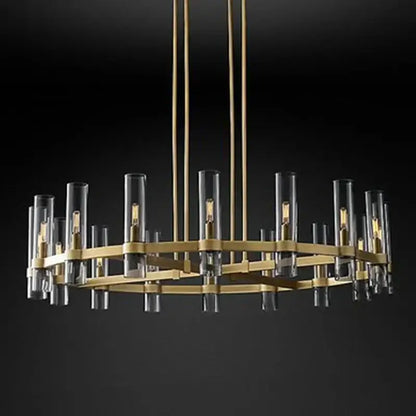 Retro gold glass chandelier pendant lamp for dining room