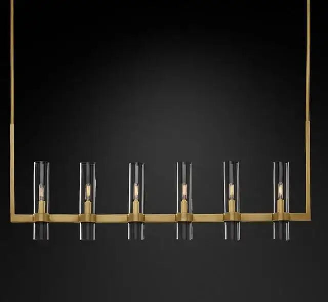 Retro gold glass chandelier pendant lamp for dining room
