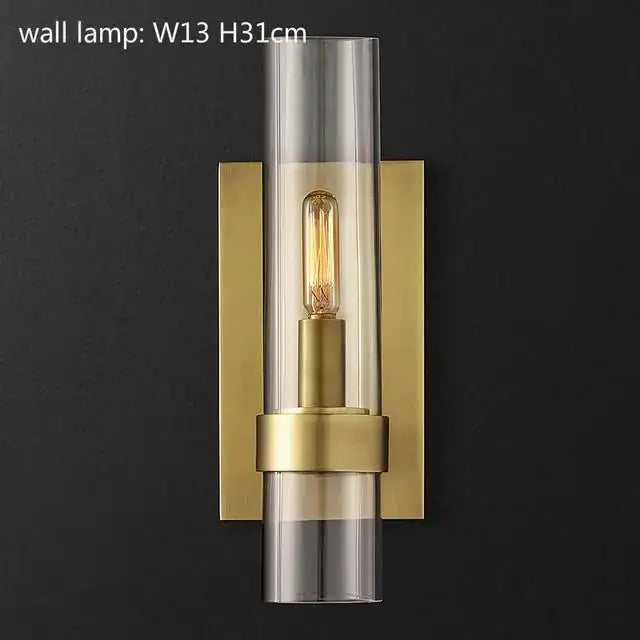 Retro gold glass chandelier pendant lamp for dining room
