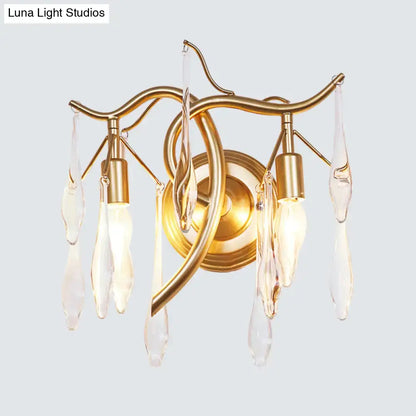 Retro gold raindrop wall mount wall lamp – bedroom crystal lighting