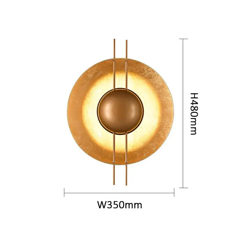 Retro gold round villa wall lamp for bedroom with vertical rods