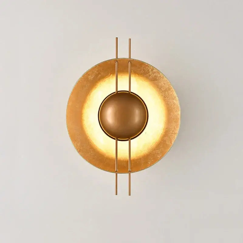 Retro gold round villa wall lamp for bedroom with vertical rods