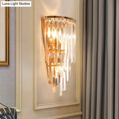 DecorBites™ Retro Gold Waterfall Sconce – Wall Mounted Crystal Lighting for Hallway (3 Lights)