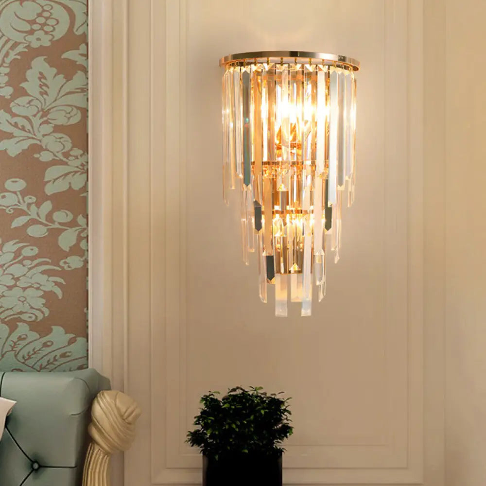 DecorBites™ Retro Gold Waterfall Sconce – Wall Mounted Crystal Lighting for Hallway (3 Lights)